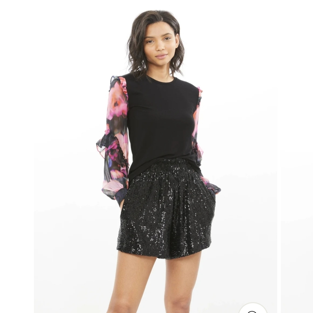 Generation Love Joni Black Blurry Floral Blouse US S